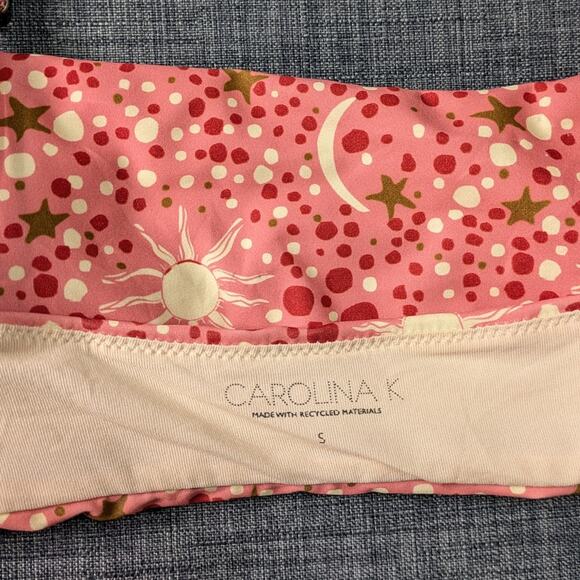 Carolina K Arianna Bikini Top Small Pink Constellation Sun Moon Stars Polka Swim - Picture 8 of 11
